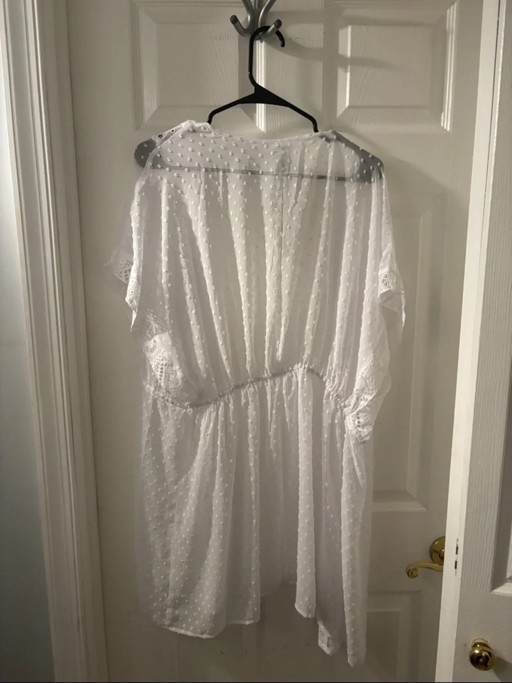 White Swiss Dot Sheer Swim Coverup - Picture 3 of 3